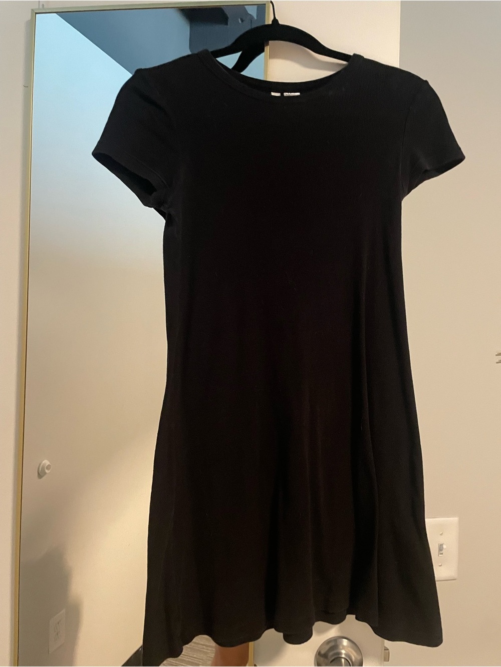 Divided Black Short-Sleeve T-Shirt Dress
